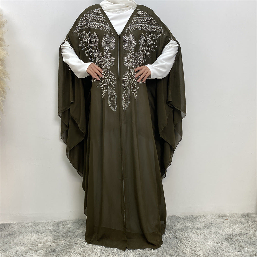 Robe cardigan musulmane à strass HASASERIES HS1085