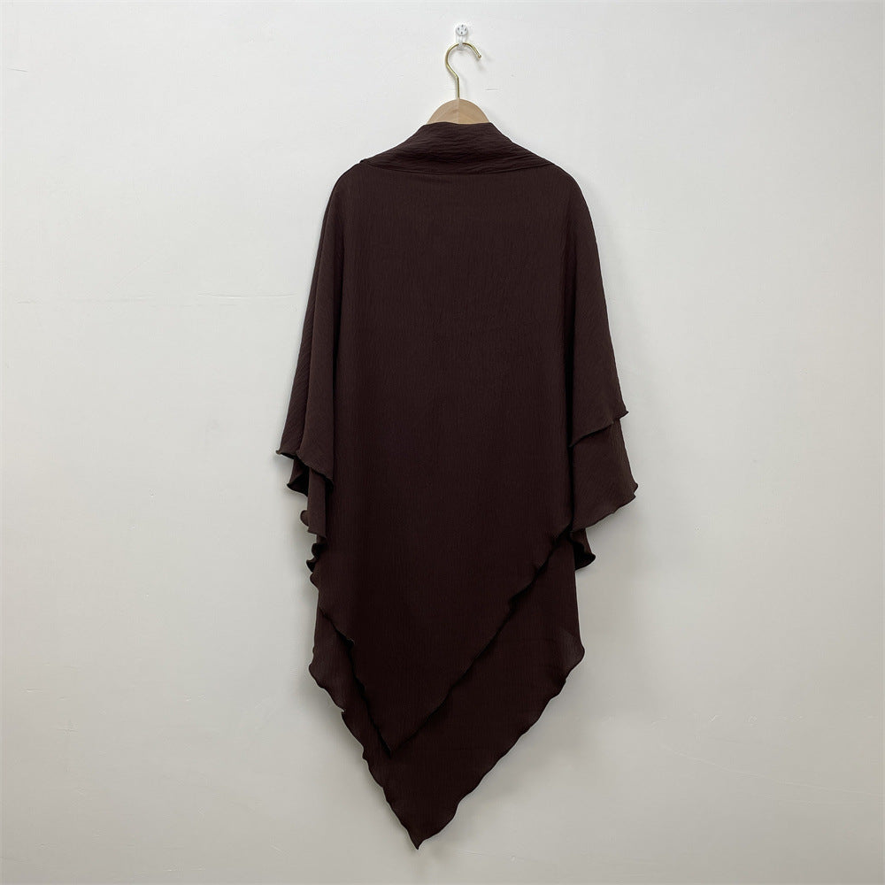 HS0457 2-layer Crepe Khimar Solid Color
