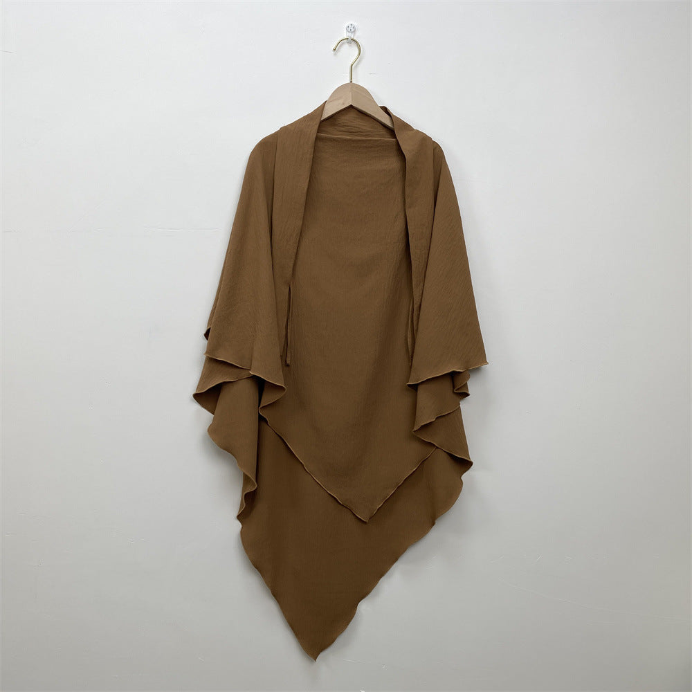 HS0457 2-layer Crepe Khimar Solid Color