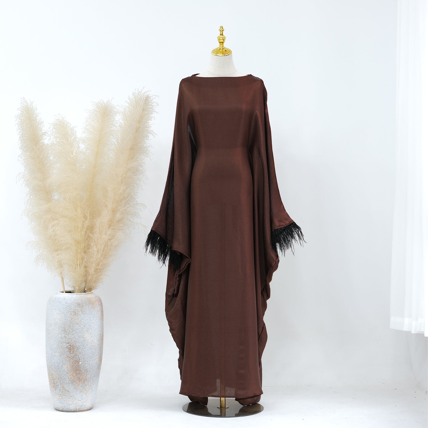 HASASERIES HS0706 Fur Sleeve Dress Gown