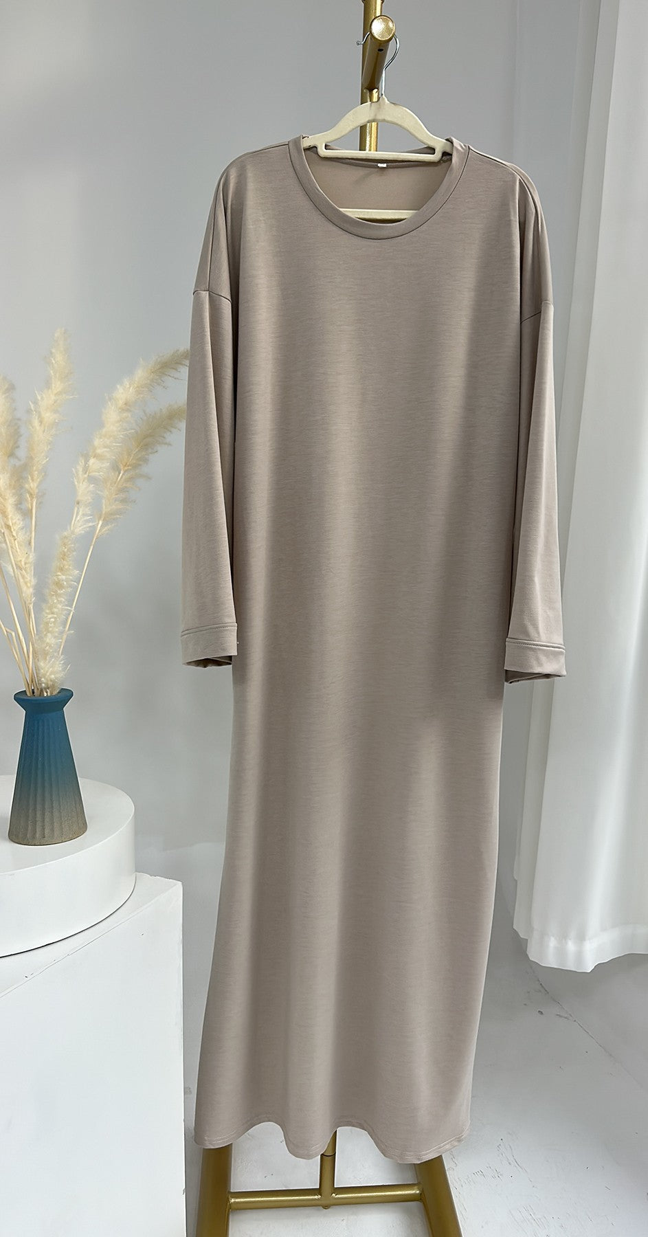 HASASERIES HS1089 Solid Color Hoodie Dress