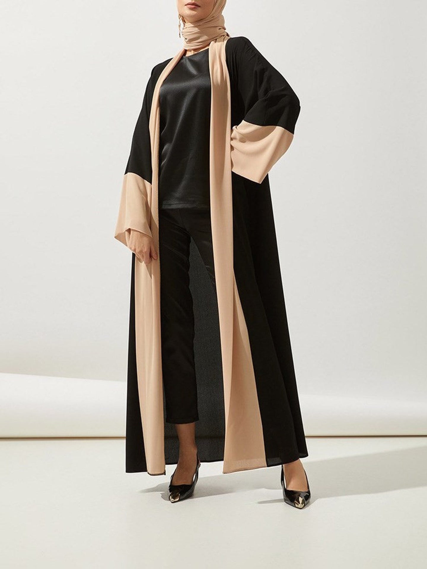 HASASERIES HS0912 2pcs Set Nidha Medium Length Abaya and Headscarf (UK4-UK28,5'3-5'7)