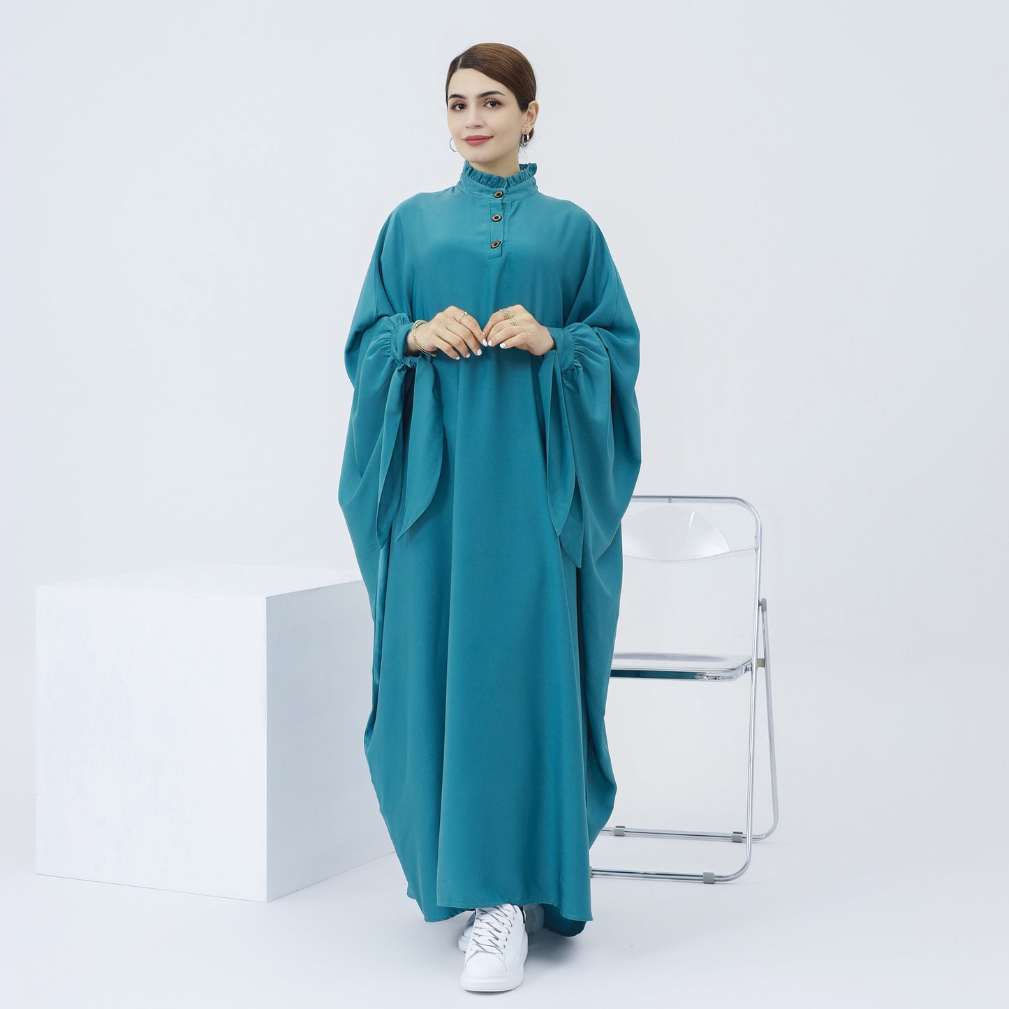 HASASERIES HS0716 Large Swing Solid Robe Dress