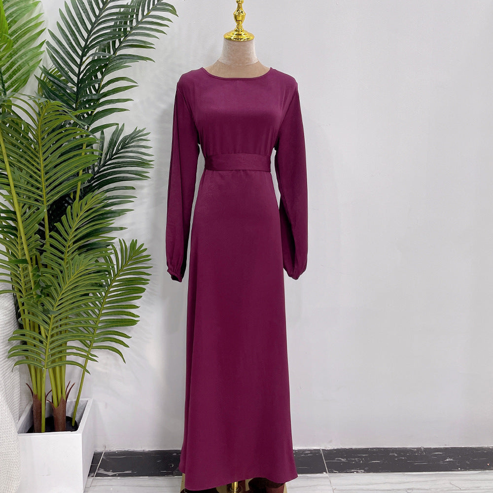 HASASERIES HS0708 Solid Color Robe Dress