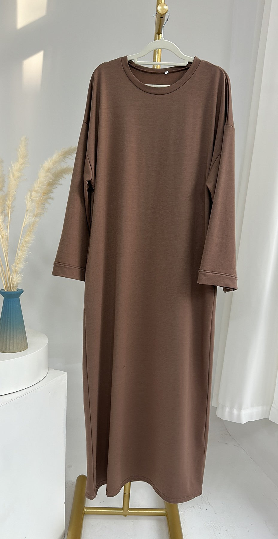 HASASERIES HS1089 Solid Color Hoodie Dress