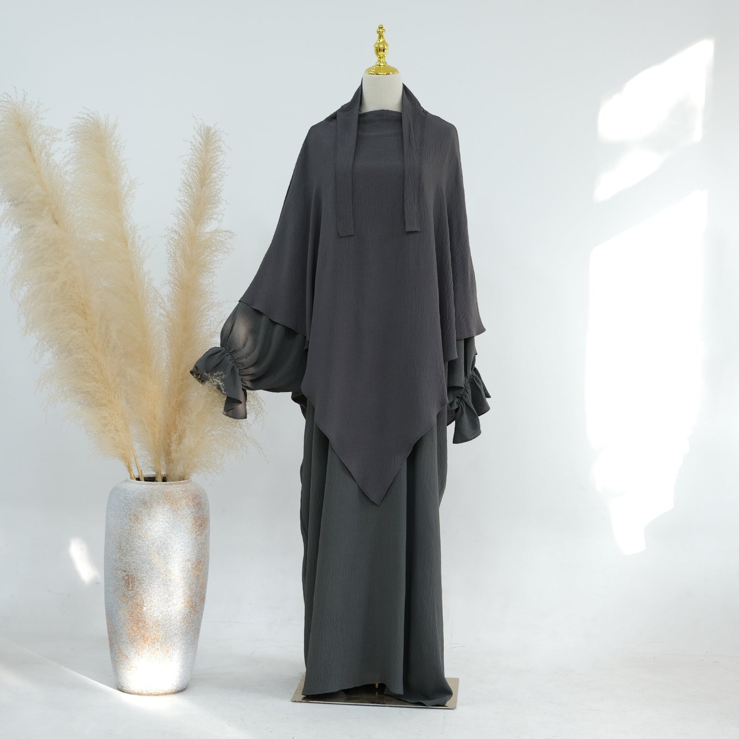 HASASERIES HS1043 2pcs Set Abaya with One Layer Khimar