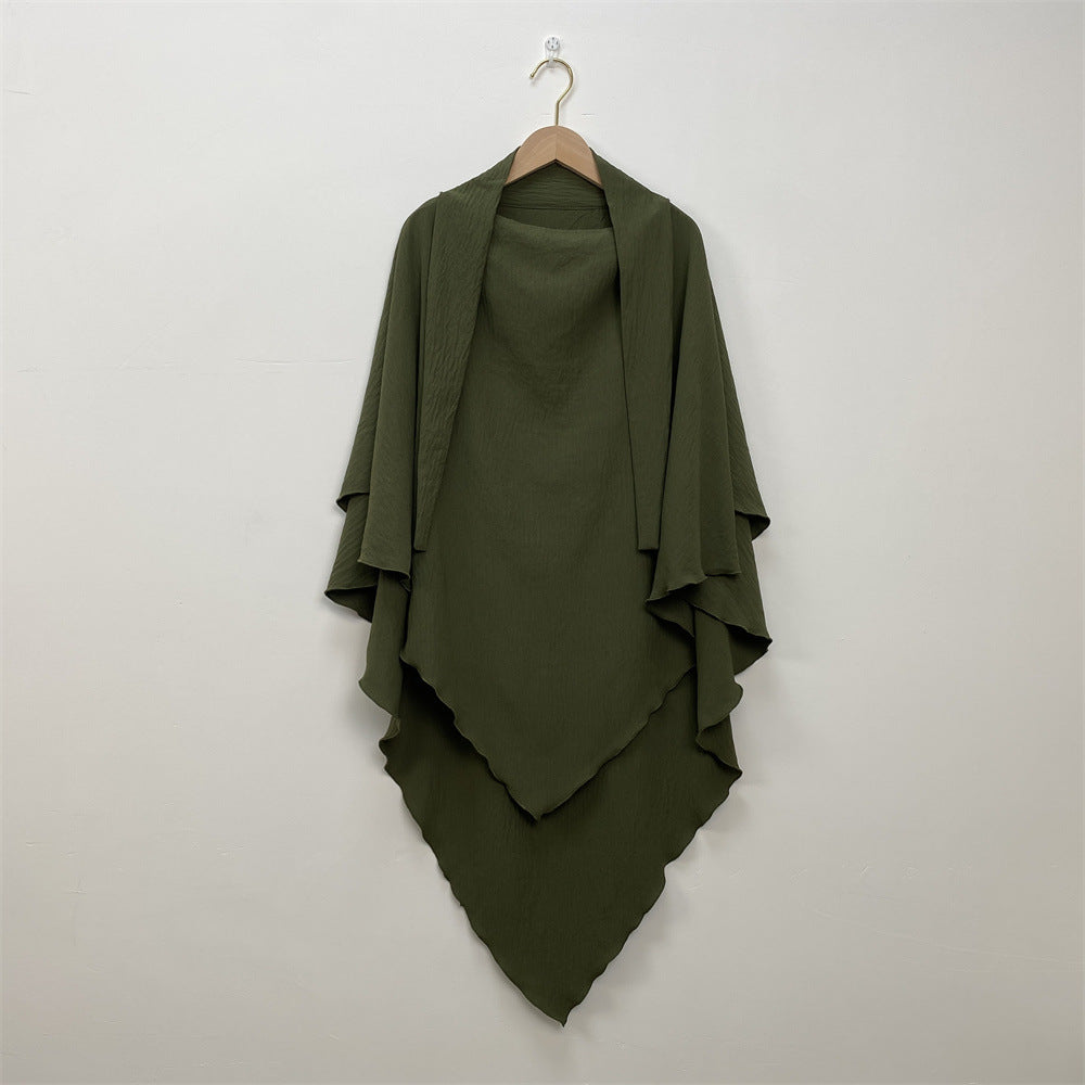 HS0457 2-layer Crepe Khimar Solid Color