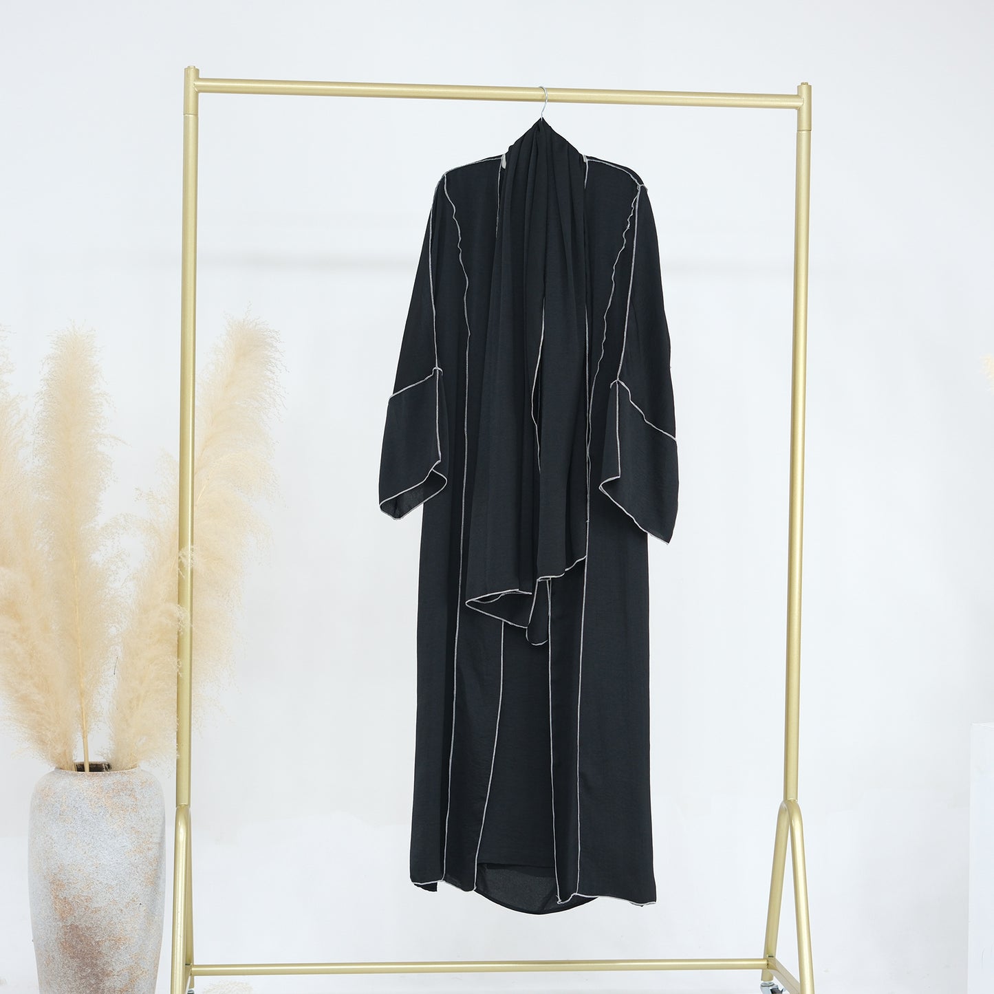 HASASERIES HS0933 3 Pcs Set Cardigan+Inner Dress+Hijab