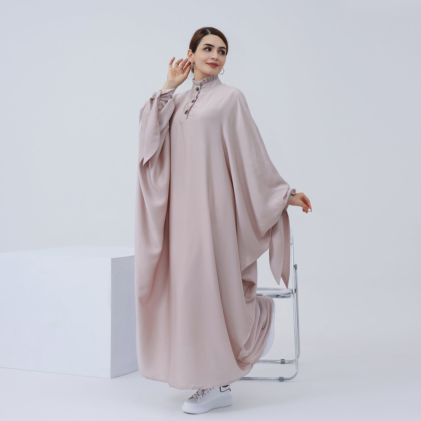 HASASERIES HS0716 Large Swing Solid Robe Dress