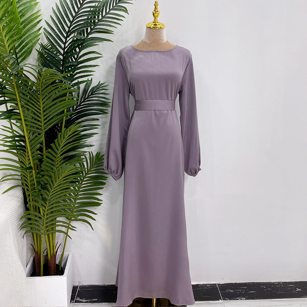 HASASERIES HS0708 Solid Color Robe Dress