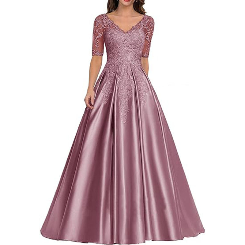 HS3507 Robe de soirée formelle en dentelle avec décalcomanie pour bal de fin d'année et mariage pour femme