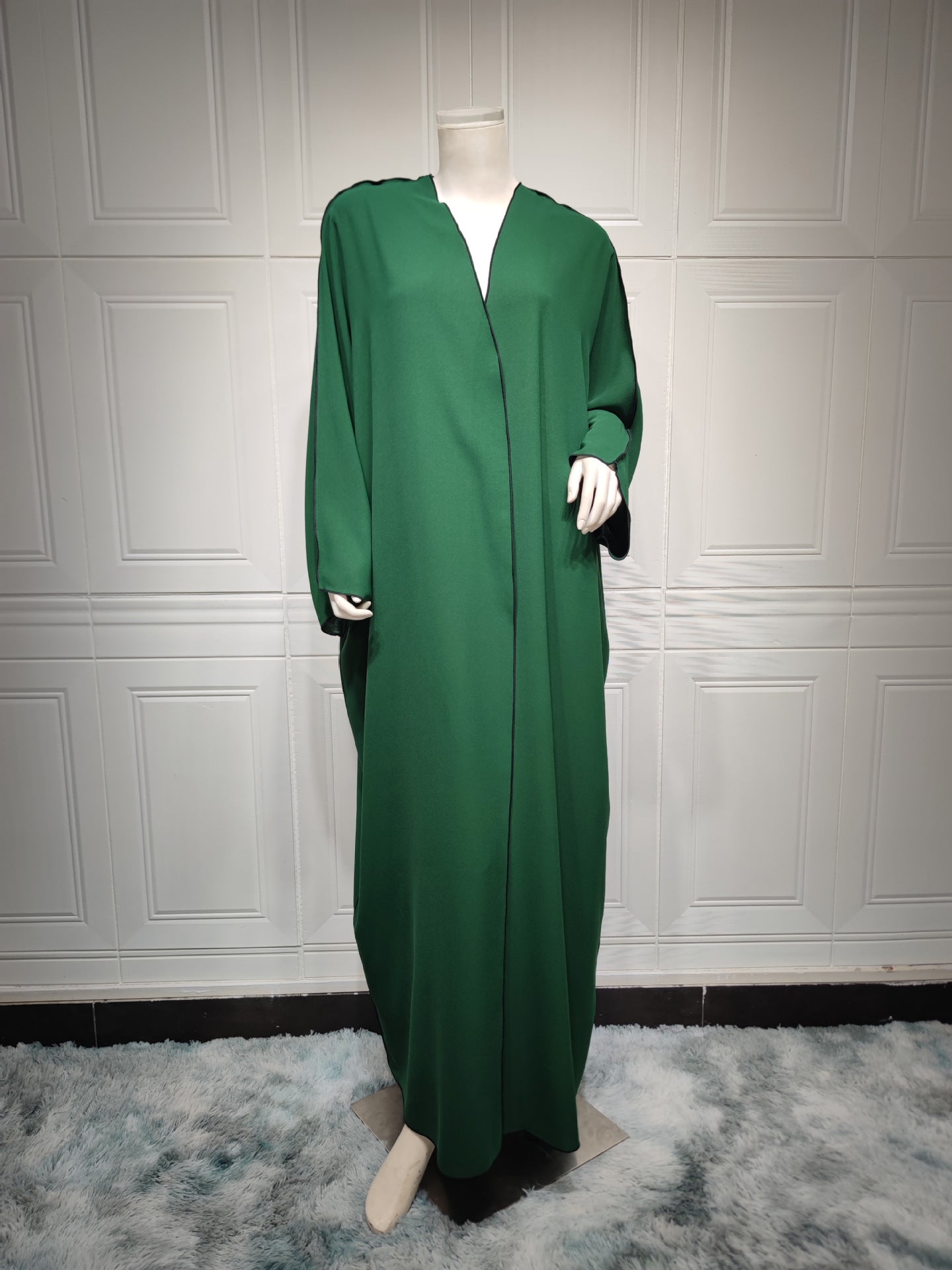 HASASERIES HS0677 White Panelled Abaya Robe