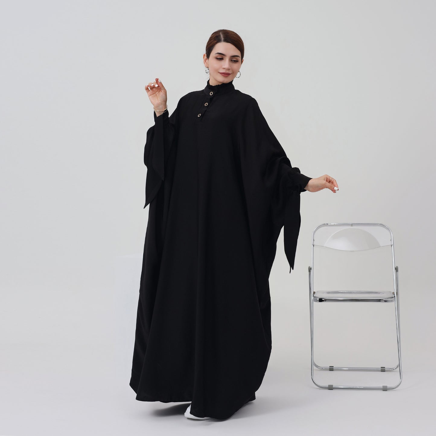 HASASERIES HS0716 Large Swing Solid Robe Dress