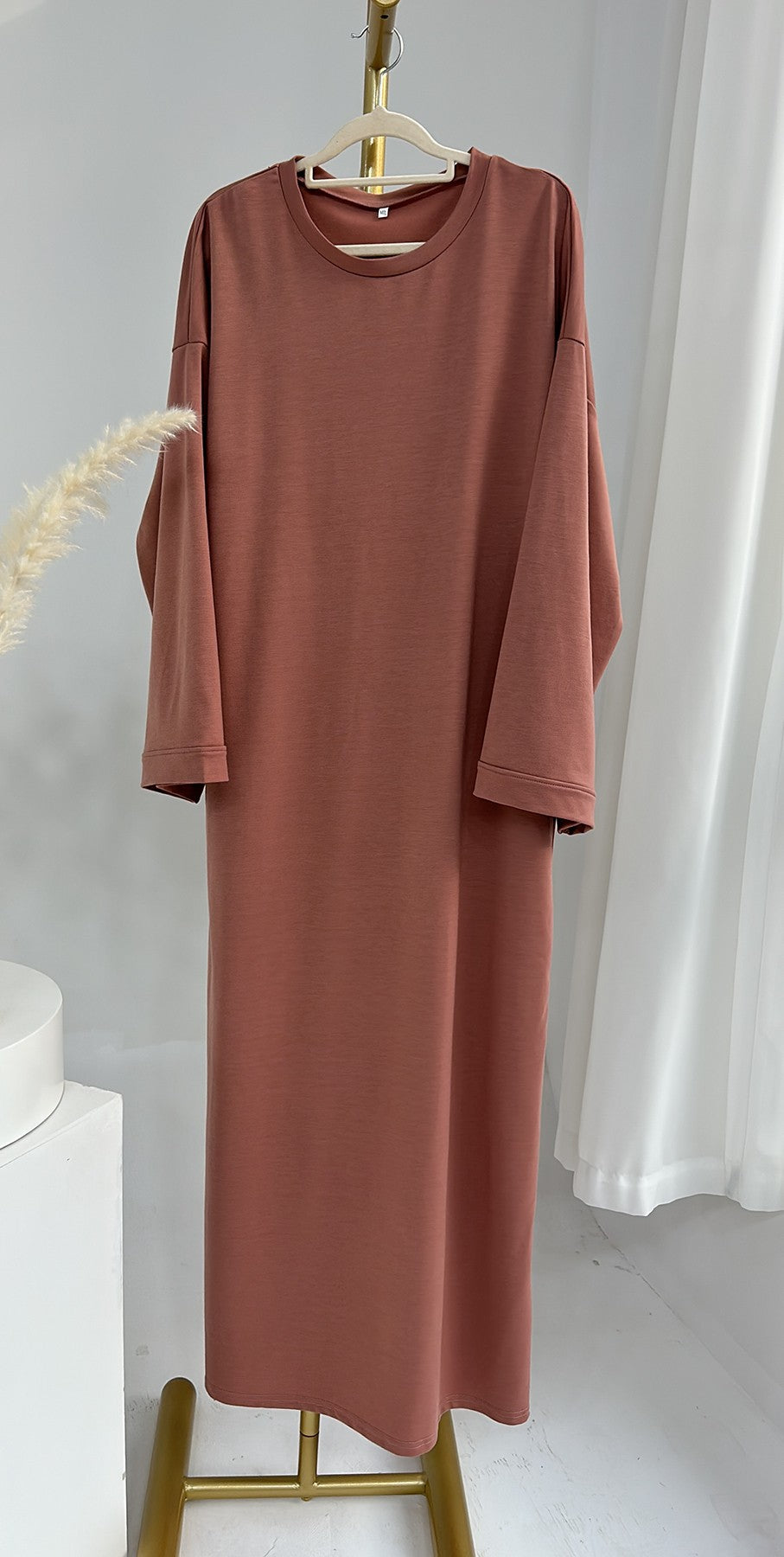 HASASERIES HS1089 Solid Color Hoodie Dress