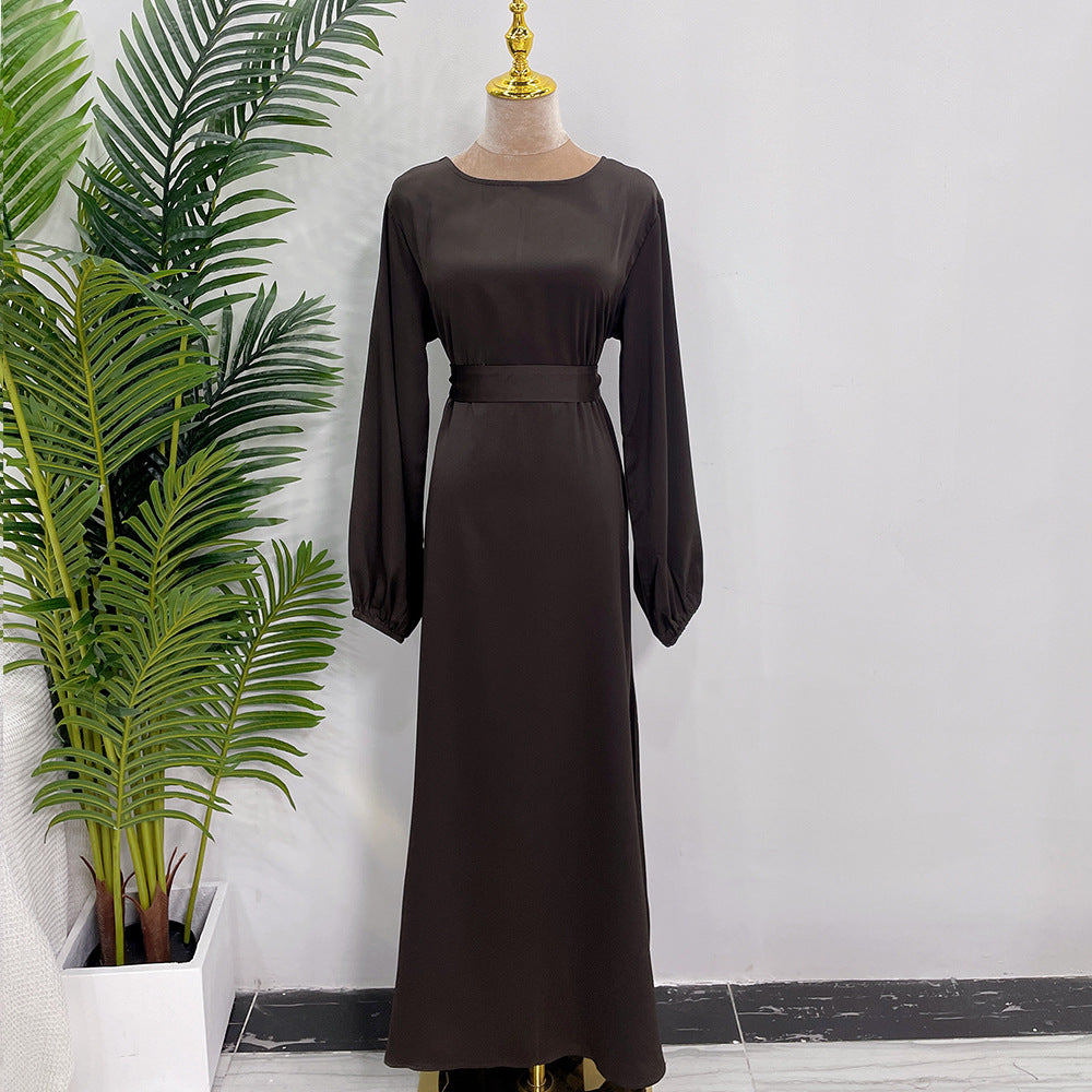 HASASERIES HS0708 Solid Color Robe Dress