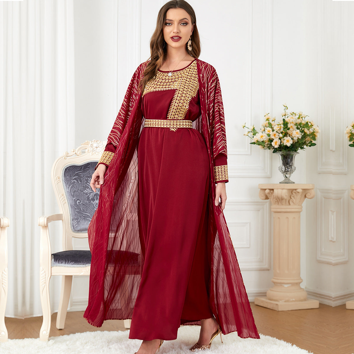 HASASERIES HS1059 2pcs Inner Dress with Cardigan