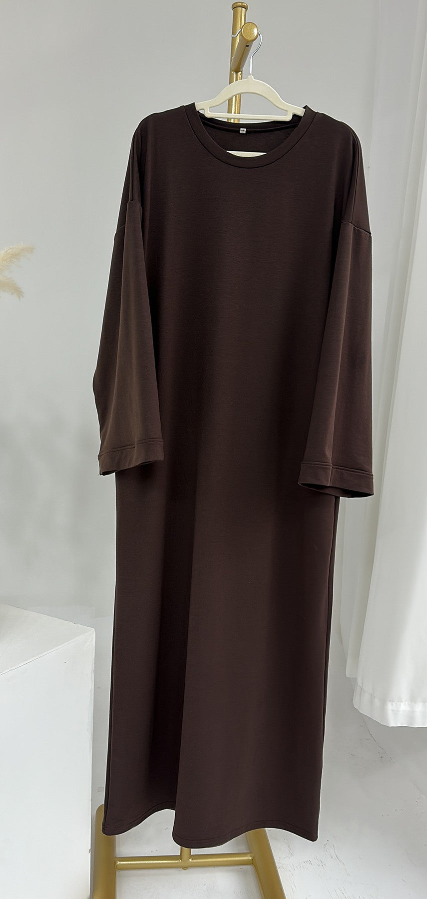 HASASERIES HS1089 Solid Color Hoodie Dress