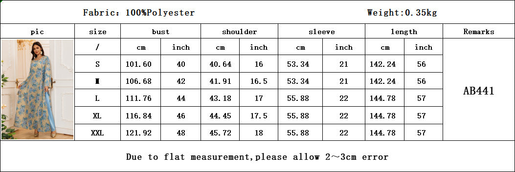 HS6642 Floral print long dress