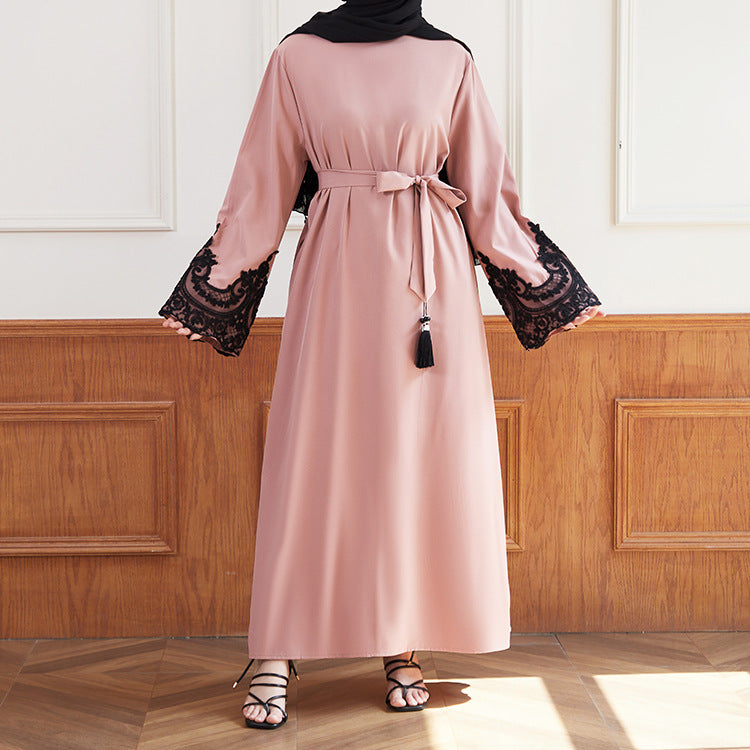 HASASERIES HS0627 Embroidered Sequin Cuff Robe