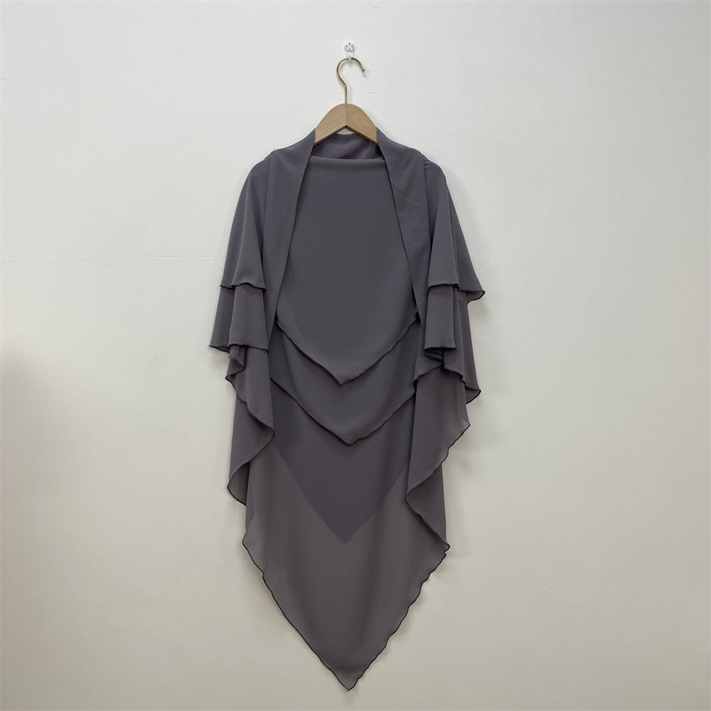 HS0453 Solid Color Chiffon Turban Middle East Dubai Turkey Solid Color Double Layer Big Turban