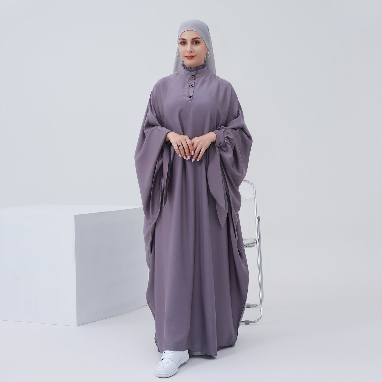 HASASERIES HS0716 Large Swing Solid Robe Dress