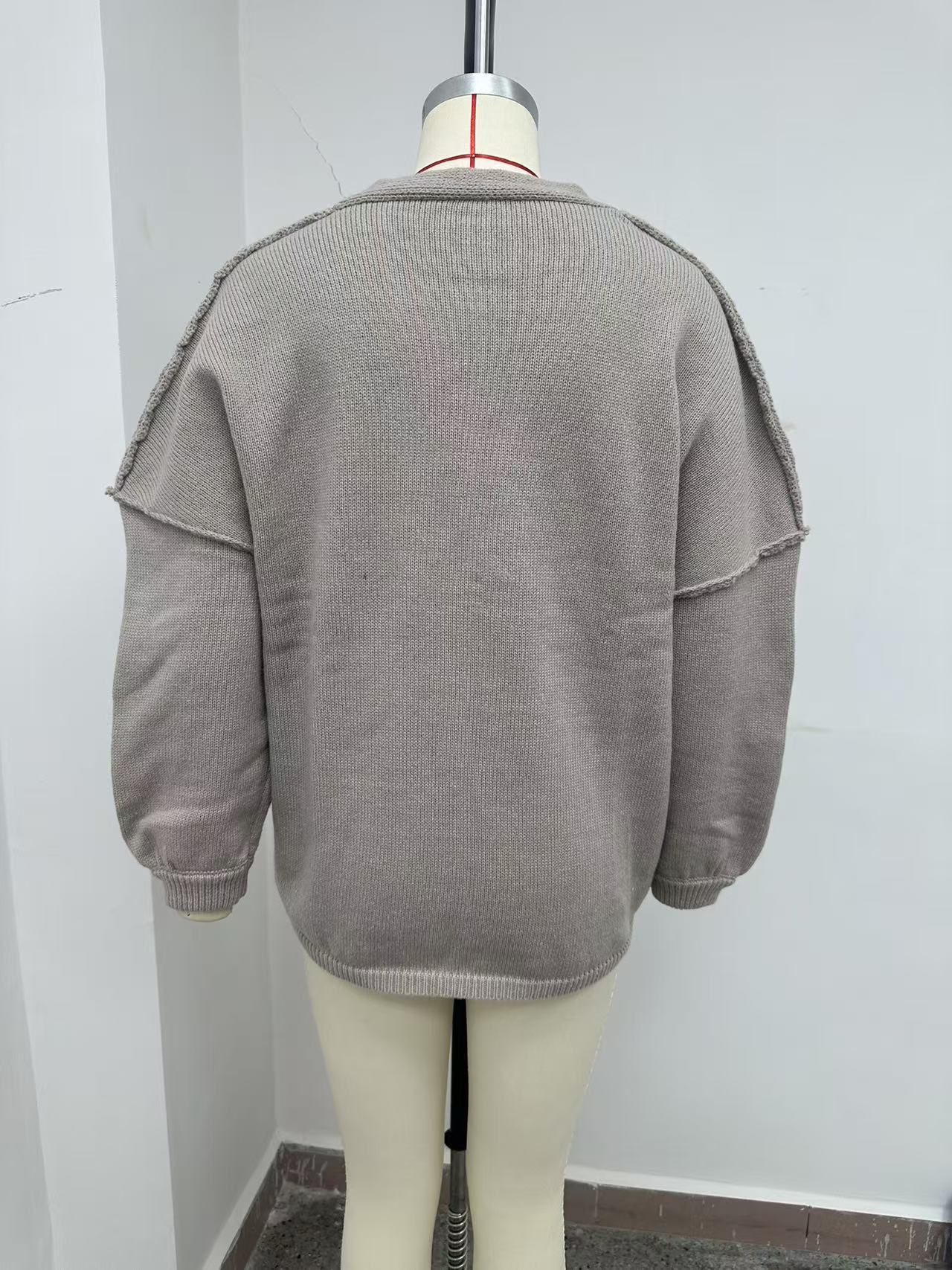 HS6673 Knitted Top Casual Loose-fitting Cardigan