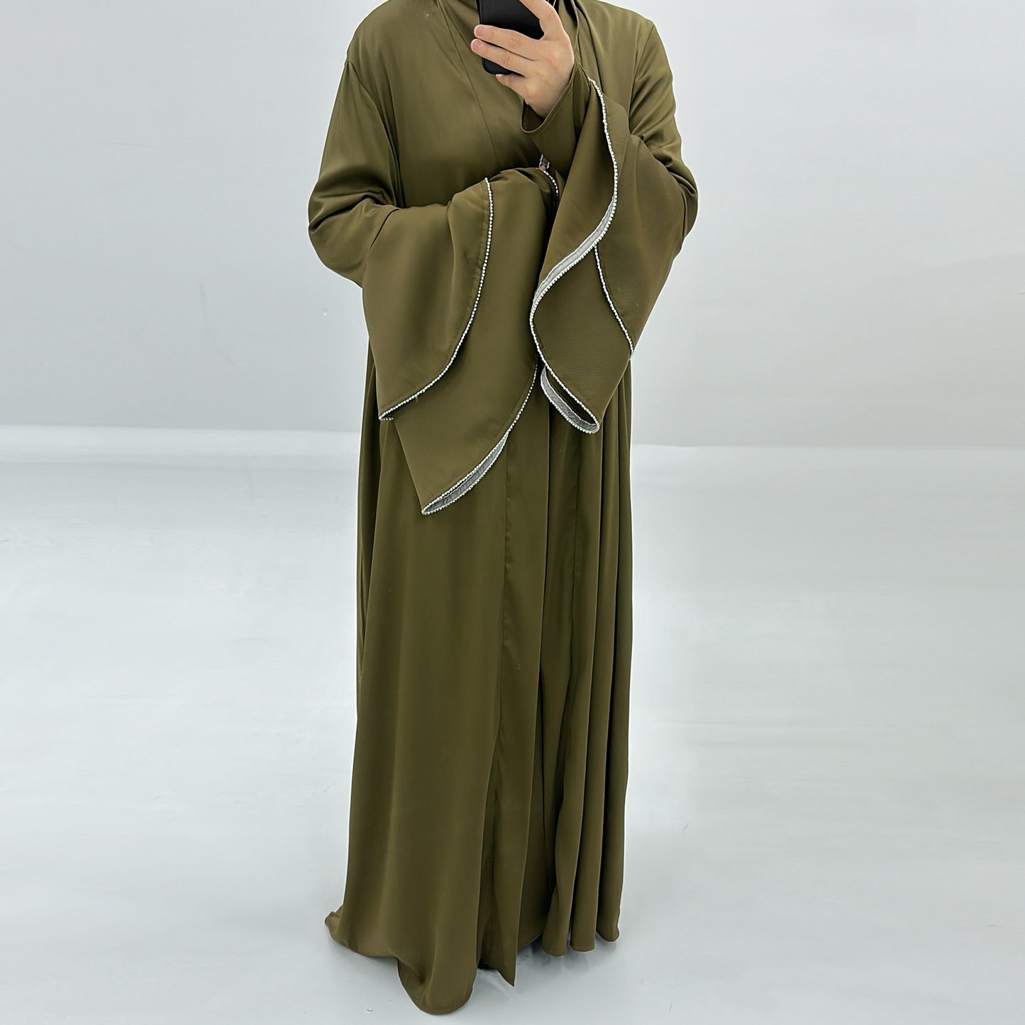 HASASERIES HS1188 Ensemble 3 pièces, cardigan en satin + robe intérieure + ceinture spéciale