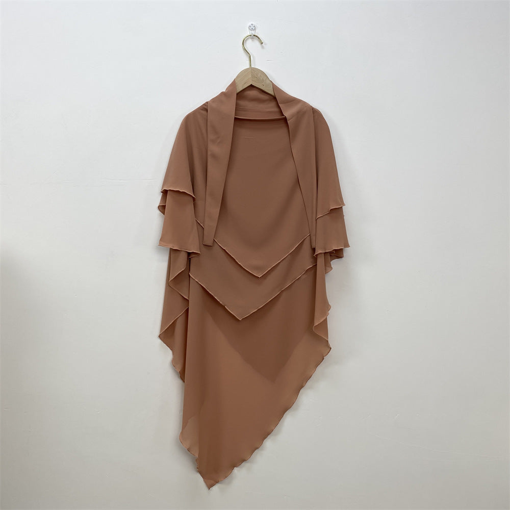 HS0453 Solid Color Chiffon Turban Middle East Dubai Turkey Solid Color Double Layer Big Turban