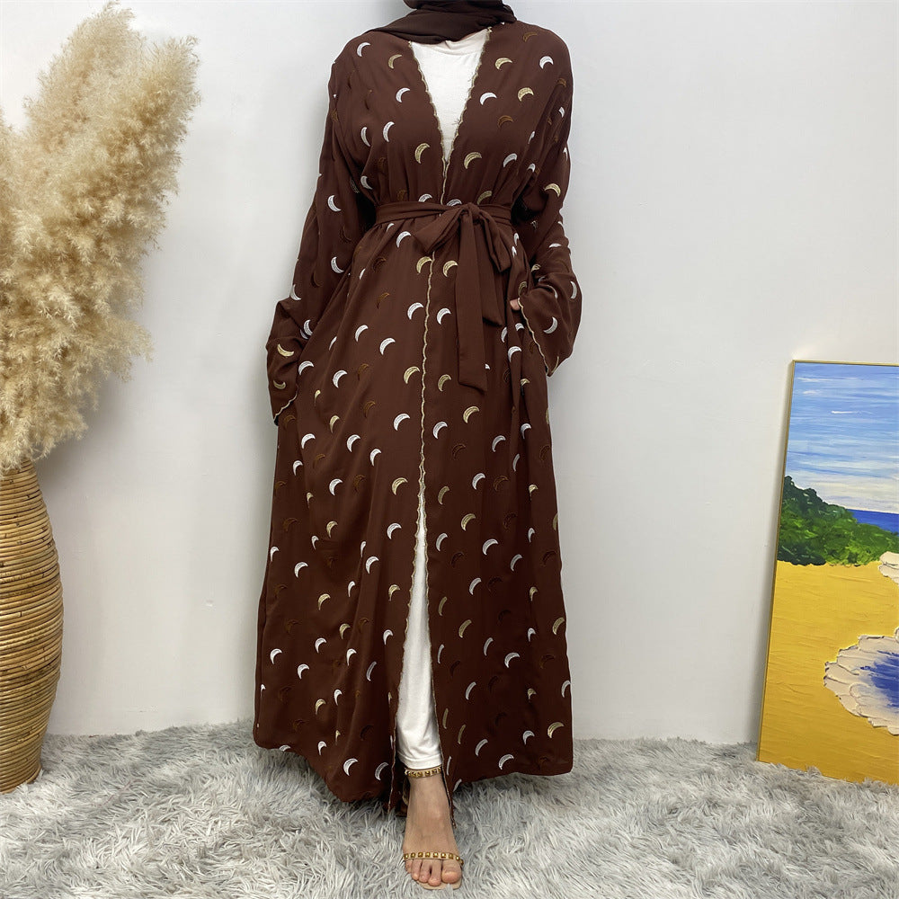 HASASERIES HS0927 Explosions Heavy Industry Embroidery Cardigan Abaya