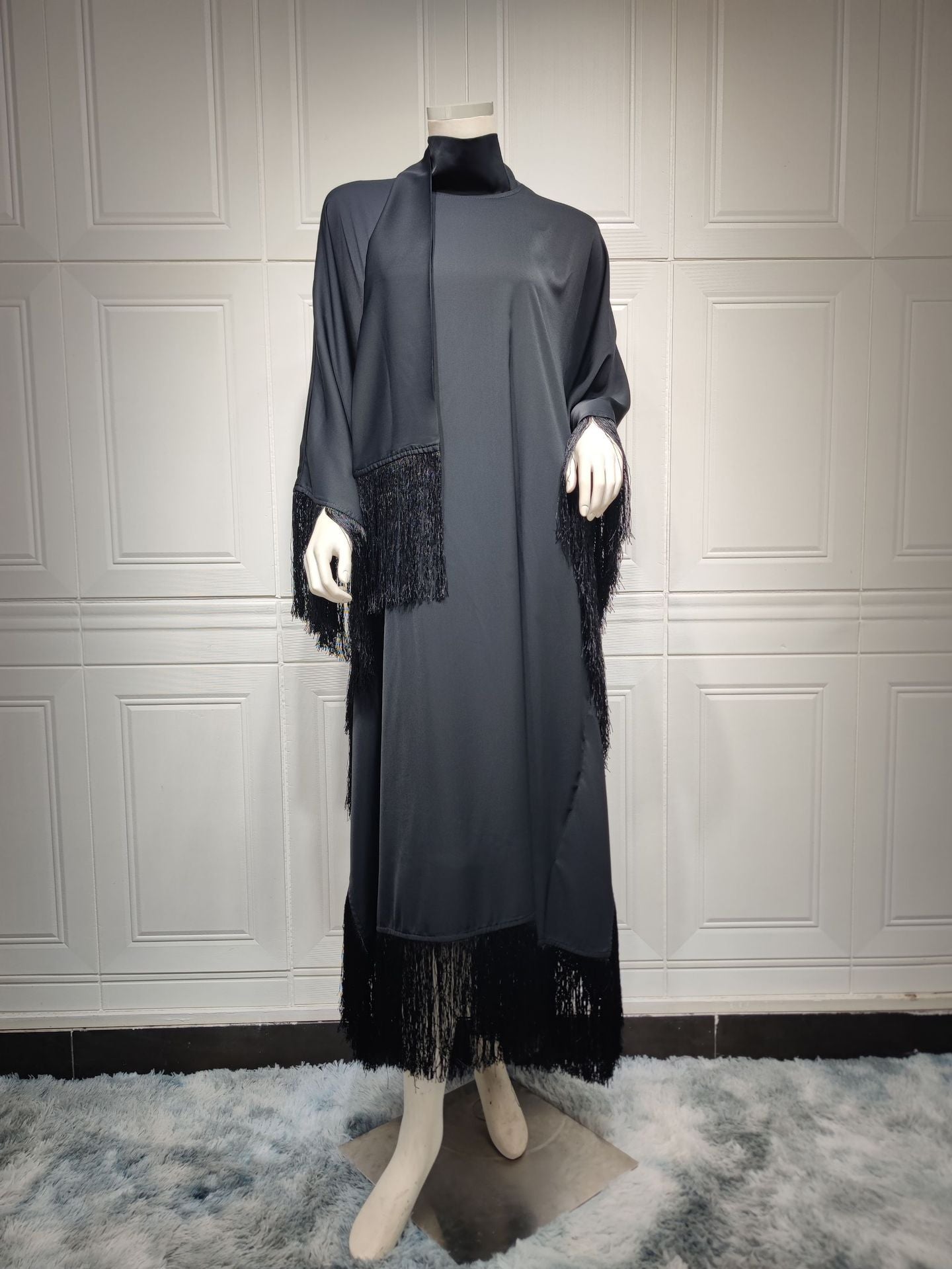 HS0467 Ladies Dolman Sleeve Tassel Kaftan High Fashion Dress modest party dress