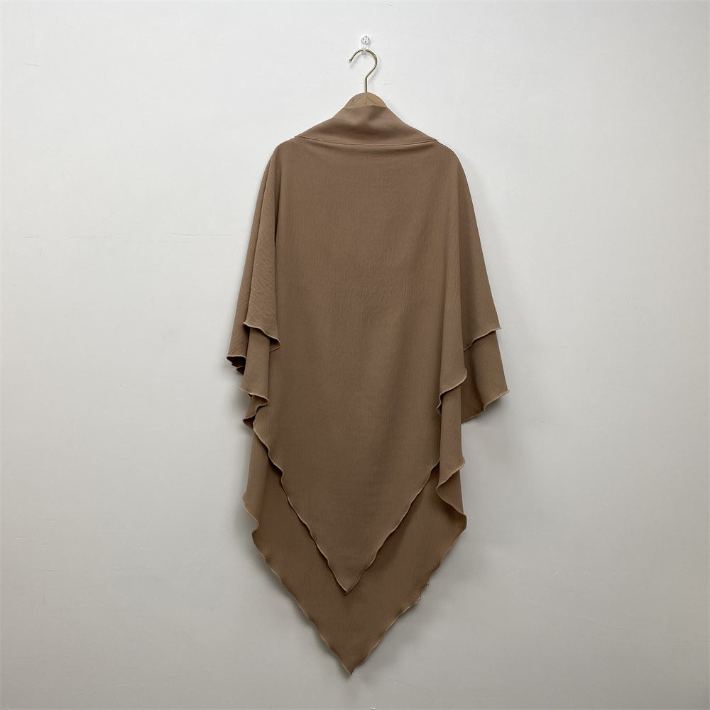 HS0457 2-layer Crepe Khimar Solid Color
