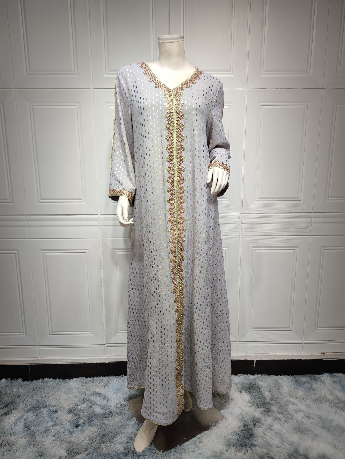 HS0442 Middle East Women's Clothing New Bronzing Muslim Dubai Robe