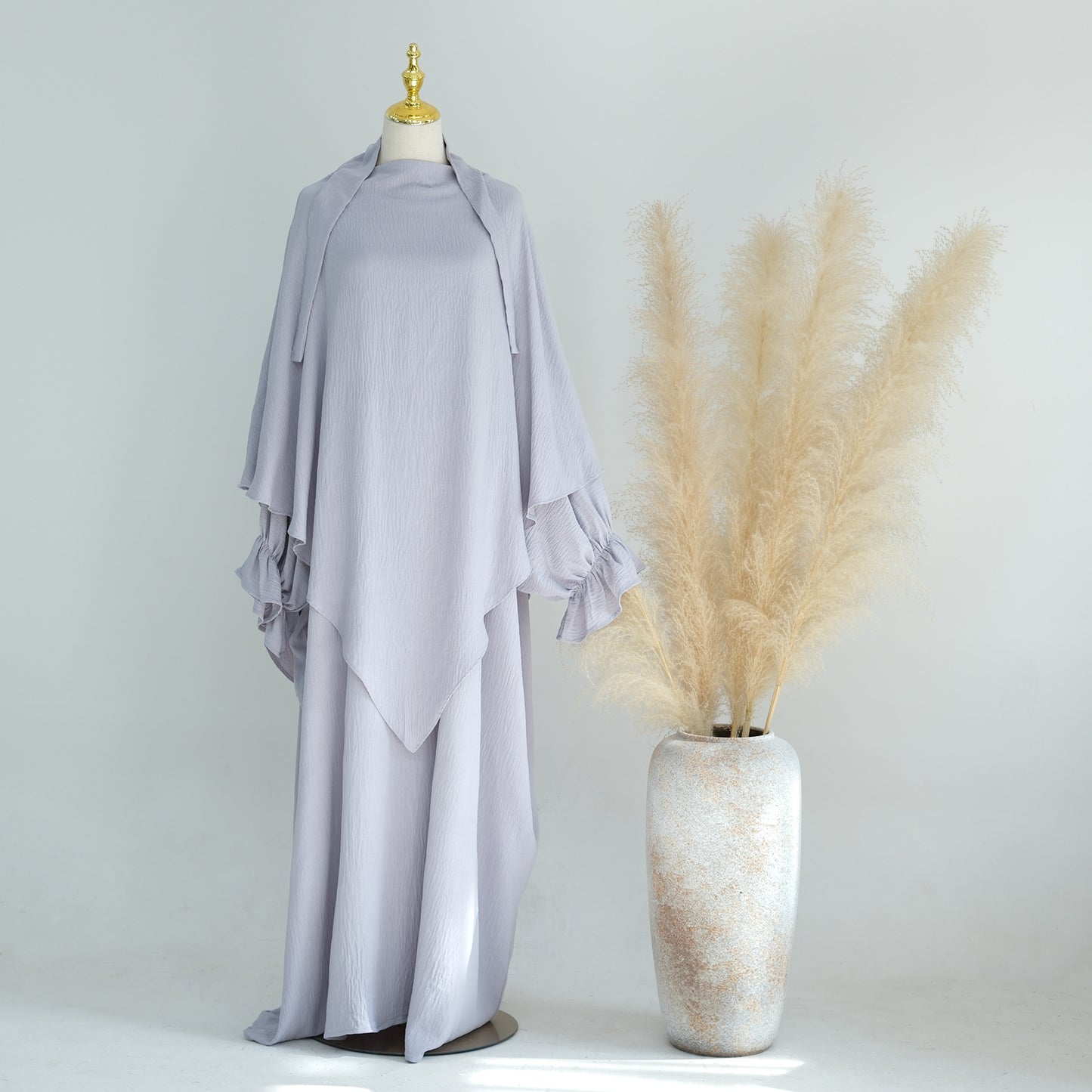 HASASERIES HS1043 2pcs Set Abaya with One Layer Khimar
