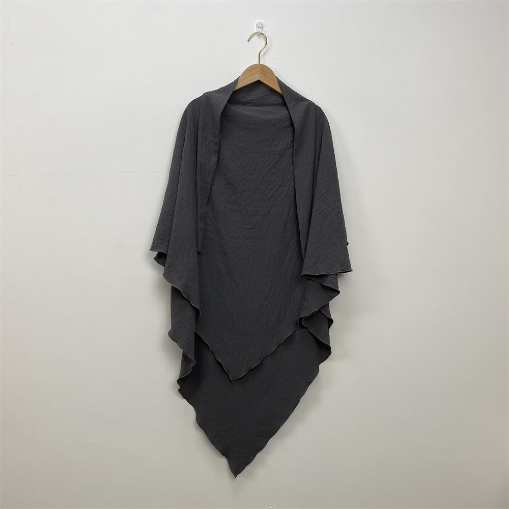 HS0457 2-layer Crepe Khimar Solid Color