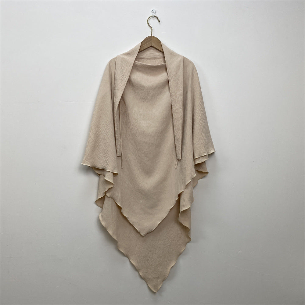 HS0457 2-layer Crepe Khimar Solid Color