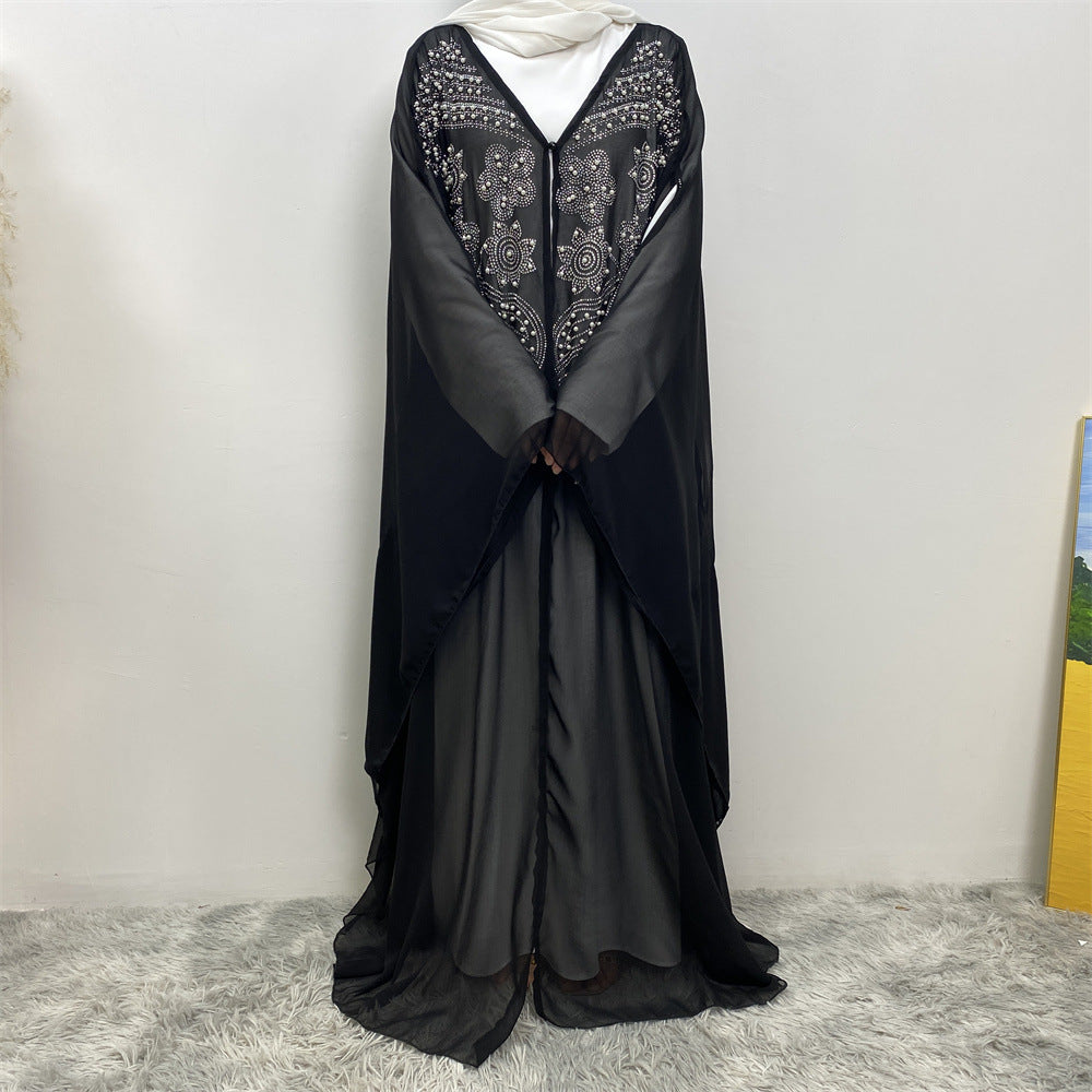 Robe cardigan musulmane à strass HASASERIES HS1085