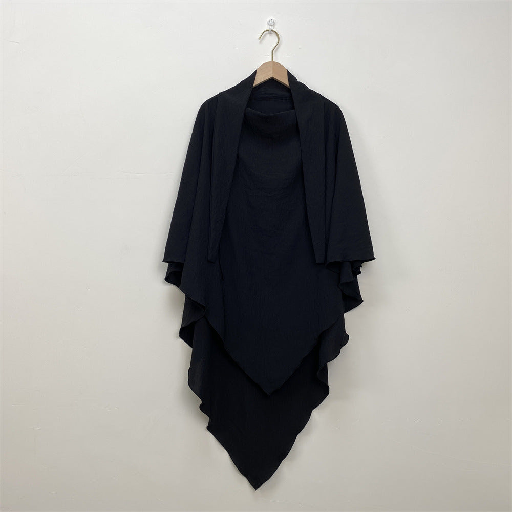 HS0457 2-layer Crepe Khimar Solid Color