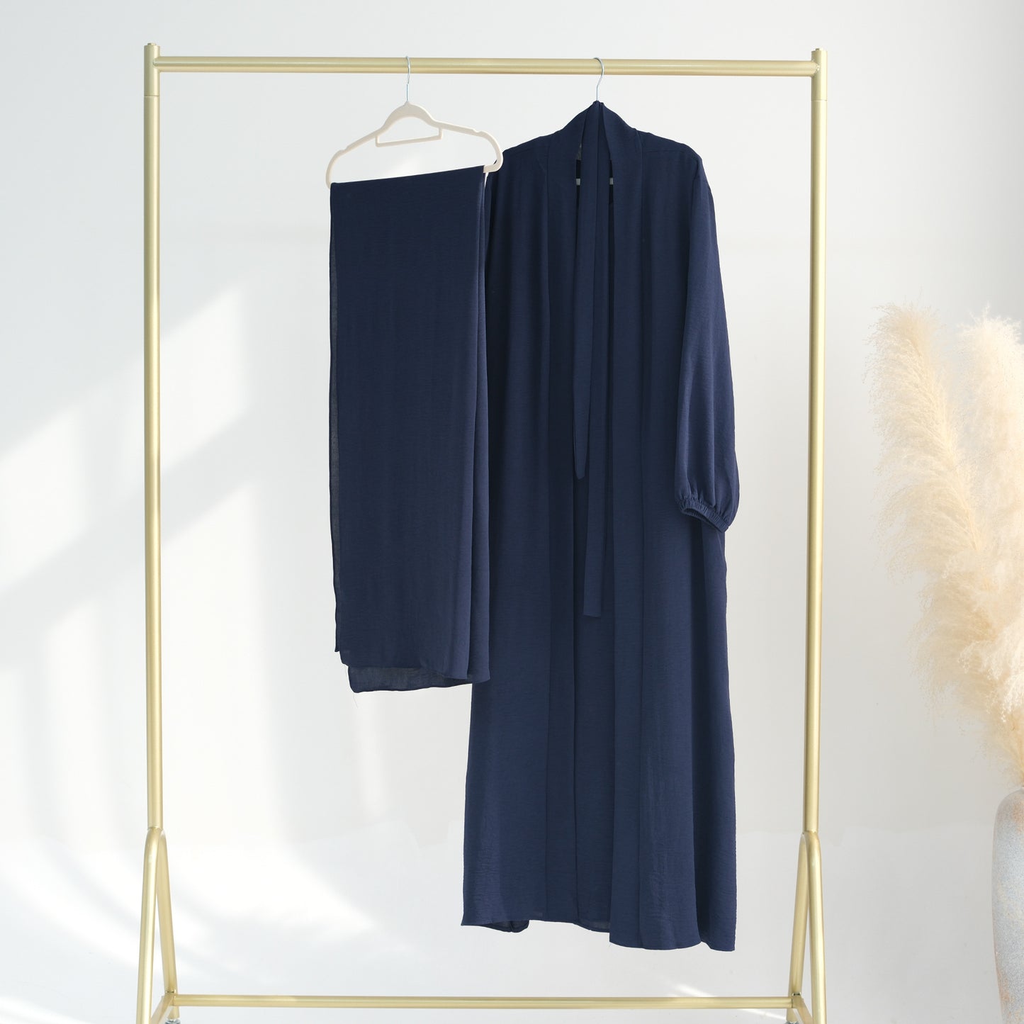 HASASERIES HS0995 3pcs Cardigan+without Sleeves Inner Dress+Hijab