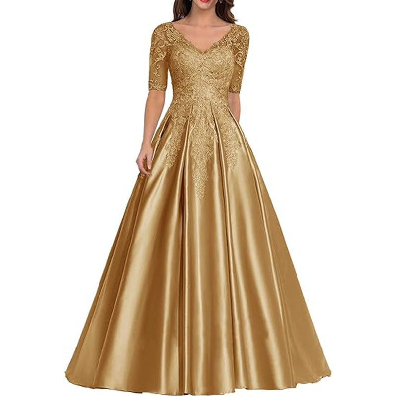 HS3507 Robe de soirée formelle en dentelle avec décalcomanie pour bal de fin d'année et mariage pour femme