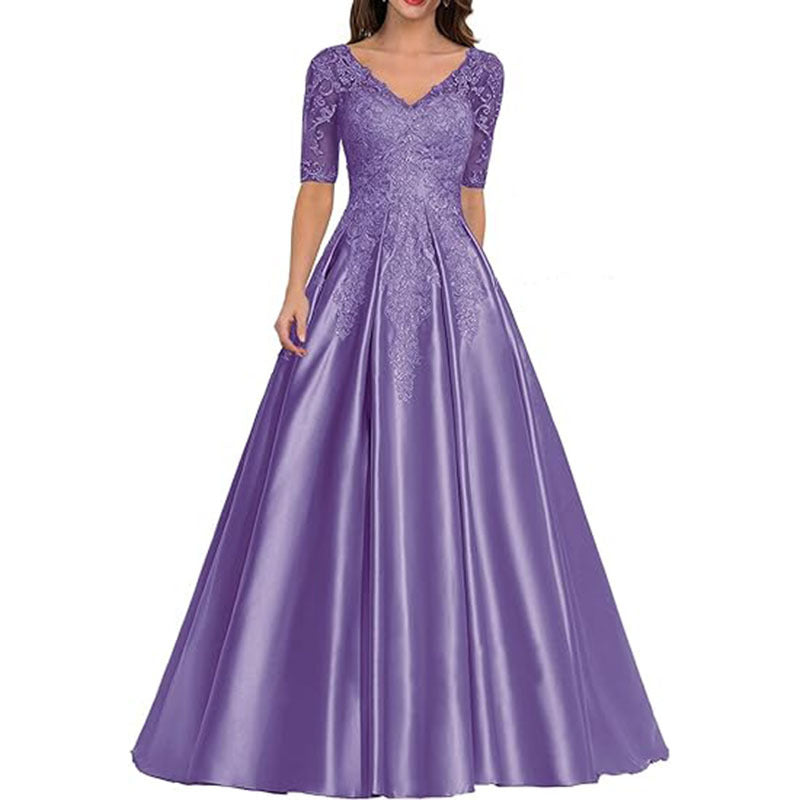 HS3507 Robe de soirée formelle en dentelle avec décalcomanie pour bal de fin d'année et mariage pour femme