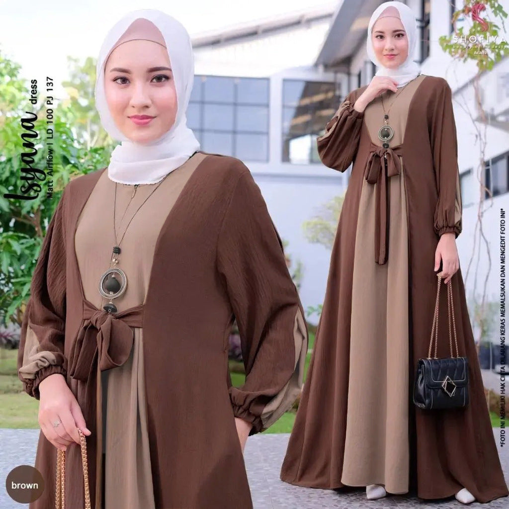 عباية HS0509 بخصر وأكمام طويلة وتنورة طويلة