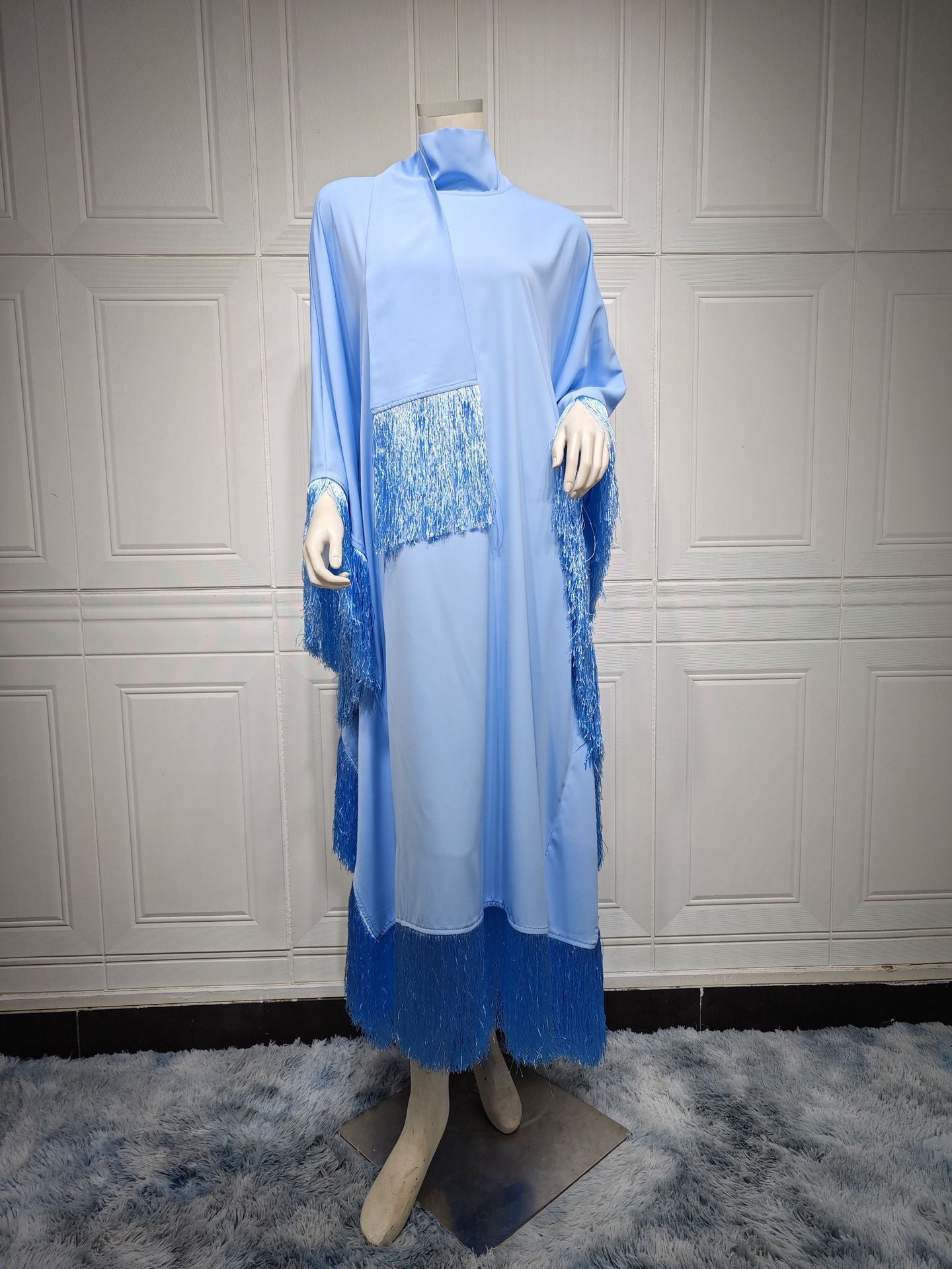 HS0467 Ladies Dolman Sleeve Tassel Kaftan High Fashion Dress modest party dress