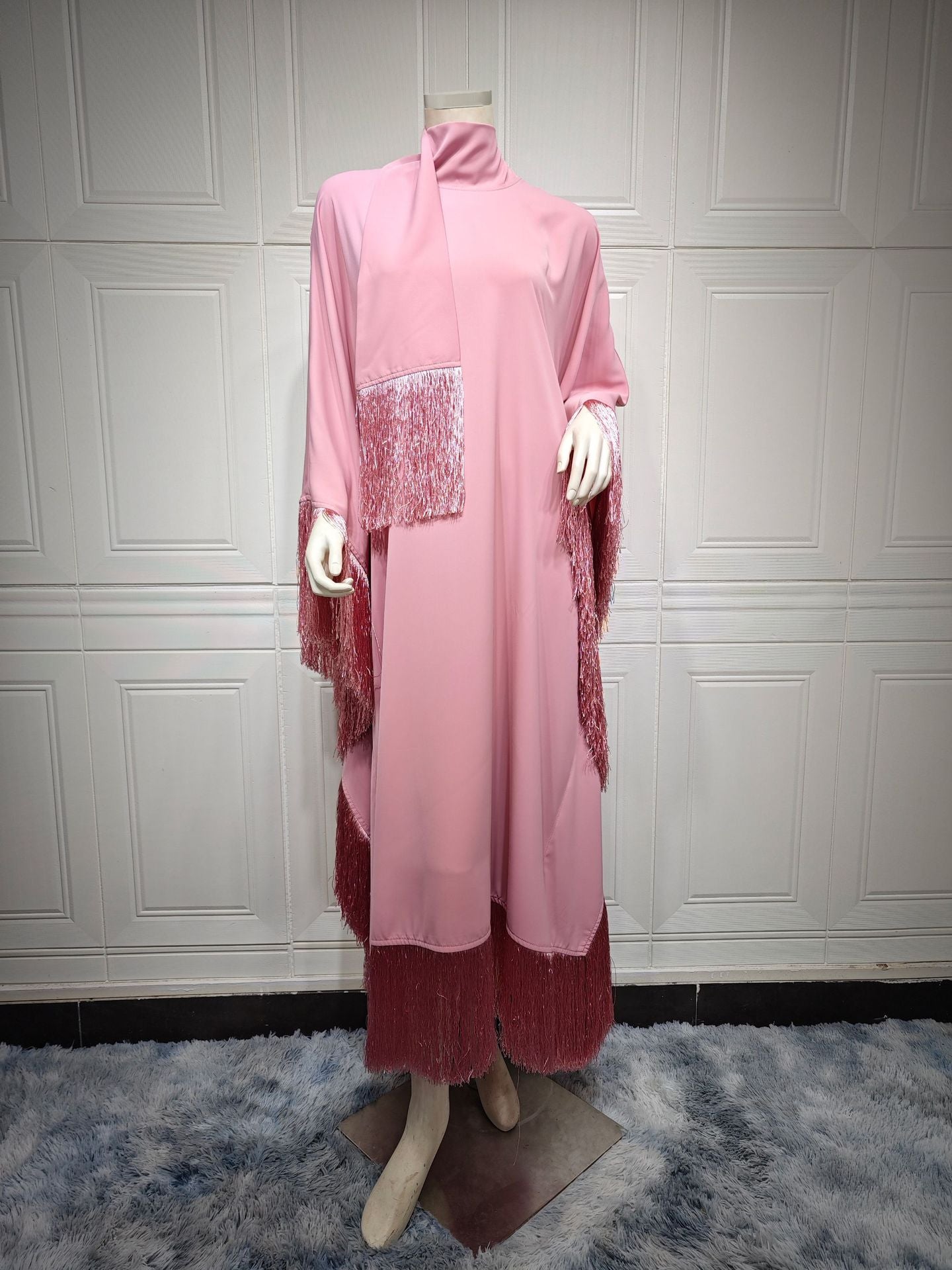 HS0467 Ladies Dolman Sleeve Tassel Kaftan High Fashion Dress modest party dress