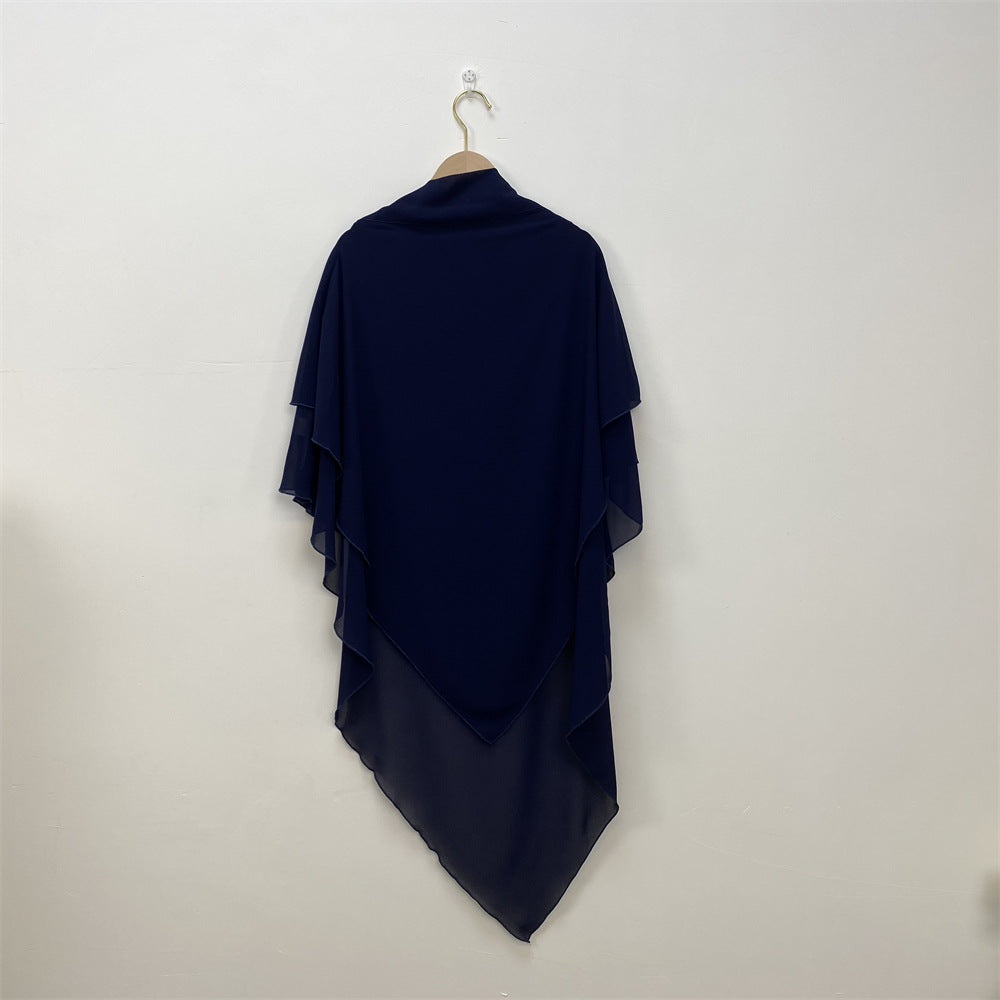 HS0453 Solid Color Chiffon Turban Middle East Dubai Turkey Solid Color Double Layer Big Turban