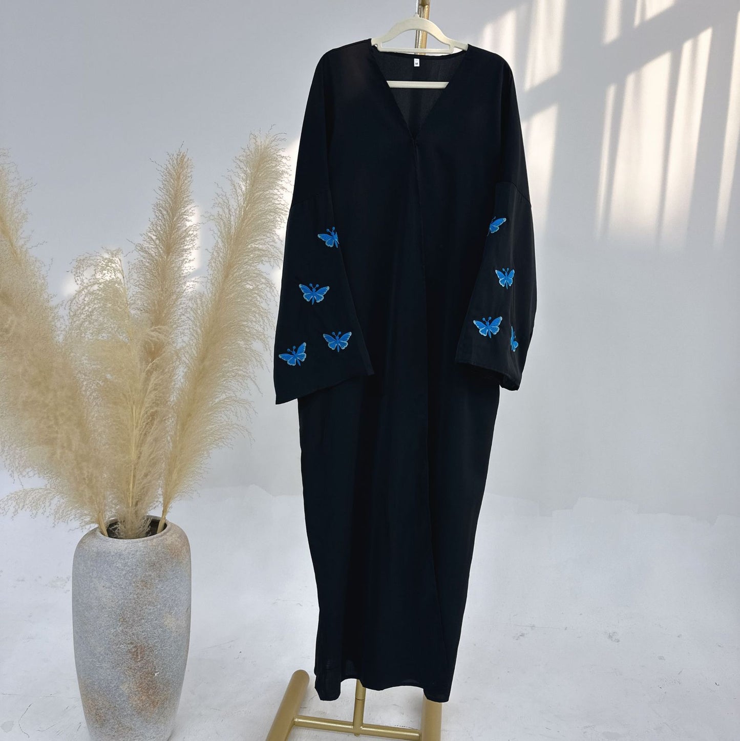 HASASERIES HS1040 Butterfly Embroidered Elegant Cardigan Robe