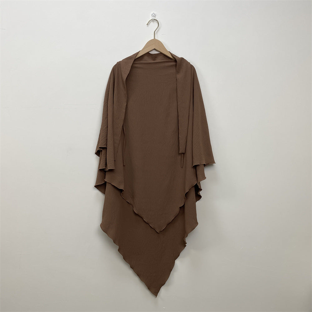 HS0457 2-layer Crepe Khimar Solid Color