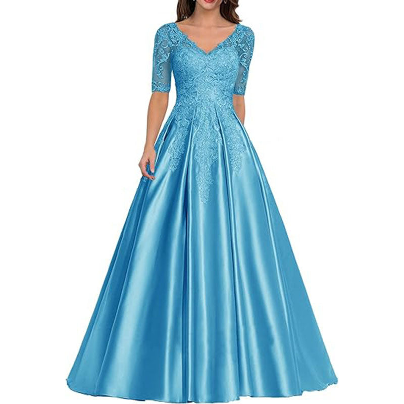 HS3507 Robe de soirée formelle en dentelle avec décalcomanie pour bal de fin d'année et mariage pour femme