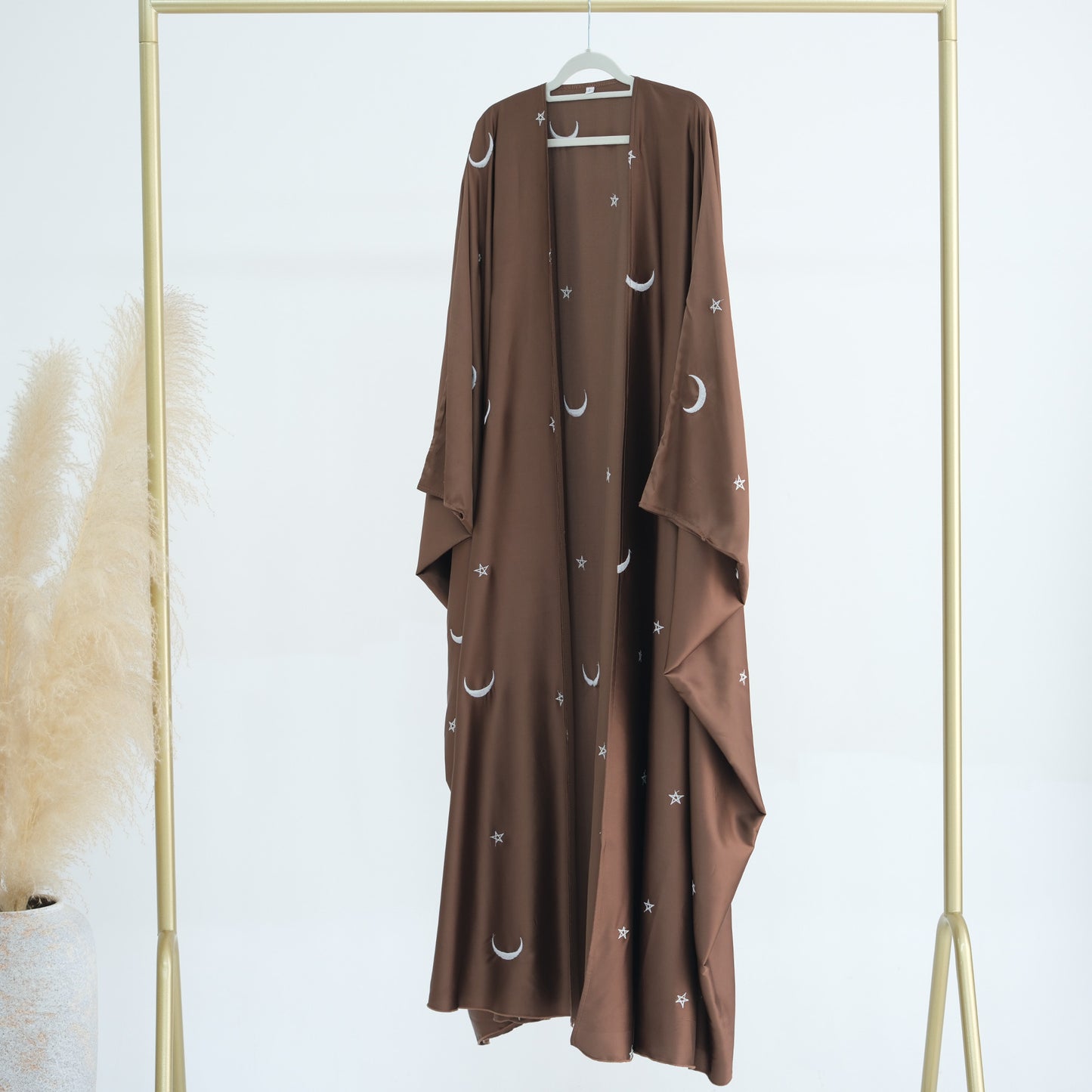 HASASERIES HS1171 Moon Embroidered Robe Kaftan Abaya
