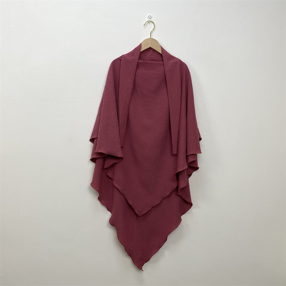 HS0457 2-layer Crepe Khimar Solid Color