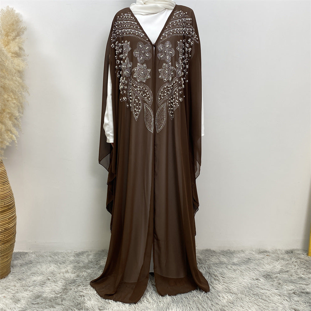 Robe cardigan musulmane à strass HASASERIES HS1085